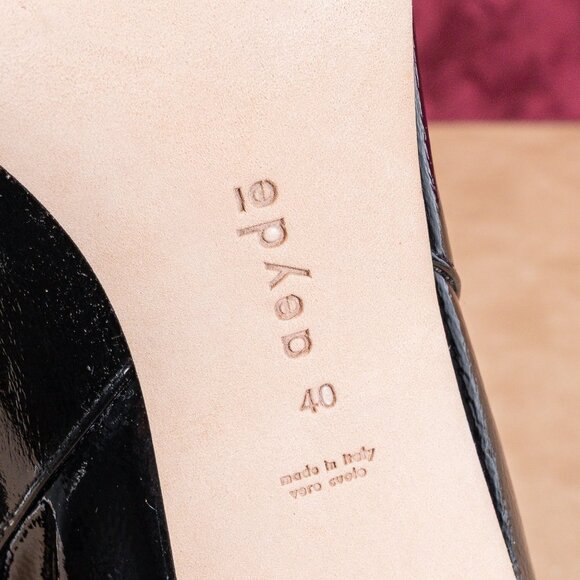 Aeyde Donna Boots Black Patent Leather Square Toe Ankle Boot Sz 9.5 / 40 - Picture 6 of 8